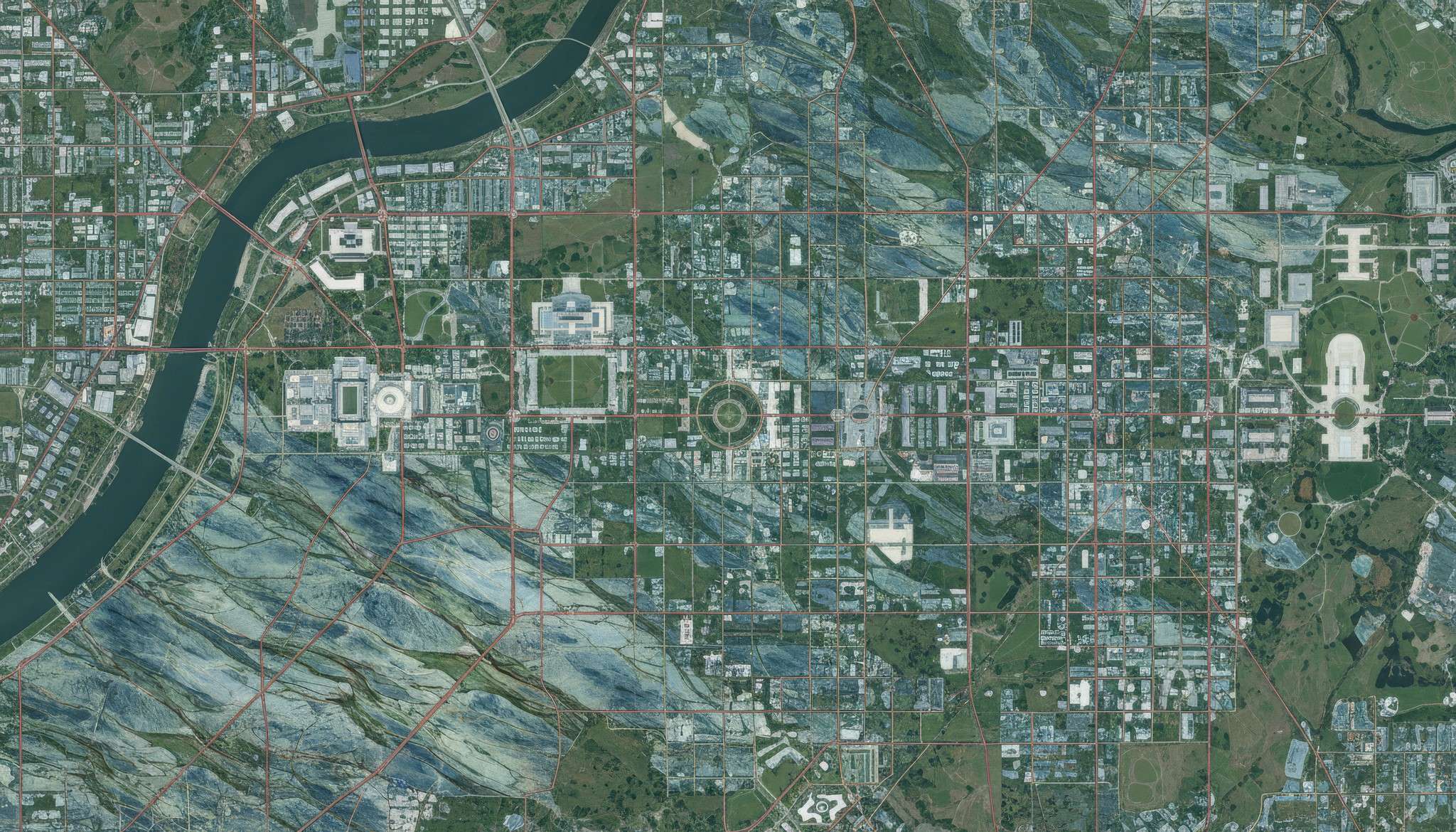 Satellite view of Washington D.C.